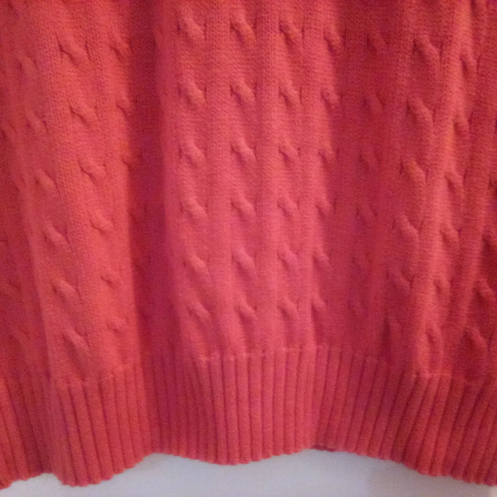 Oscar de la Renta 100% Cotton V-Neck Cable Knit Sweater Size L Old Money